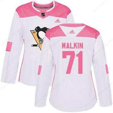 Adidas Pittsburgh Penguins #71 Evgeni Malkin White Pink Authentic Fashion Women’s Stitched NHL Jersey