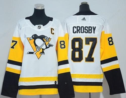 Adidas Pittsburgh Penguins #87 Sidney Crosby White Road Authentic Women’s Stitched NHL Jersey