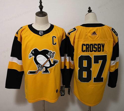 Adidas Pittsburgh Penguins #87 Sidney Crosby Yellow Alternate Stitched NHL Jersey