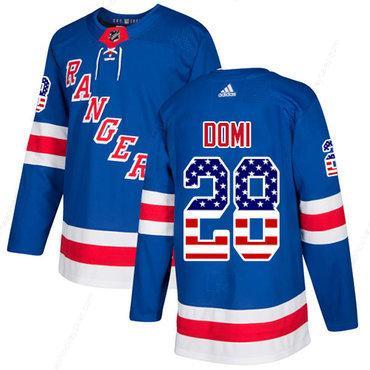 Adidas Rangers #28 Tie Domi Royal Blue Home Authentic Usa Flag Stitched NHL Jersey