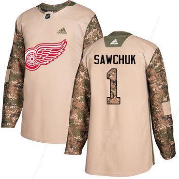 Adidas Red Wings #1 Terry Sawchuk Camo Authentic 2017 Veterans Day Stitched NHL Jersey