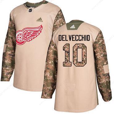 Adidas Red Wings #10 Alex Delvecchio Camo Authentic 2017 Veterans Day Stitched NHL Jersey