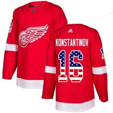 Adidas Red Wings #16 Vladimir Konstantinov Red Home Authentic Usa Flag Stitched NHL Jersey