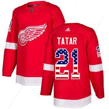 Adidas Red Wings #21 Tomas Tatar Red Home Authentic Usa Flag Stitched NHL Jersey