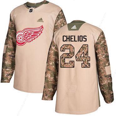 Adidas Red Wings #24 Chris Chelios Camo Authentic 2017 Veterans Day Stitched NHL Jersey