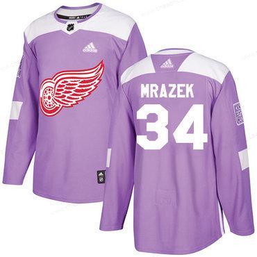 Adidas Red Wings #34 Petr Mrazek Purple Authentic Fights Cancer Stitched NHL Jersey