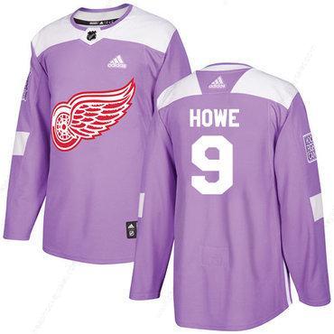 Adidas Red Wings #9 Gordie Howe Purple Authentic Fights Cancer Stitched NHL Jersey