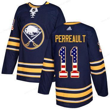 Adidas Sabres #11 Gilbert Perreault Navy Blue Home Authentic Usa Flag Stitched NHL Jersey