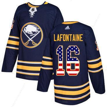 Adidas Sabres #16 Pat Lafontaine Navy Blue Home Authentic Usa Flag Stitched NHL Jersey