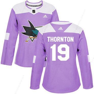 Adidas San Jose Sharks #19 Joe Thornton Purple Authentic Fights Cancer Women’s Stitched NHL Jersey