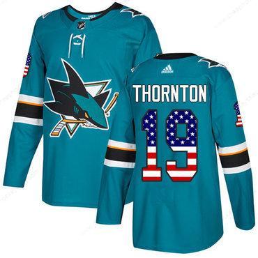 Adidas San Jose Sharks #19 Joe Thornton Teal Home Authentic Usa Flag Stitched Youth NHL Jersey