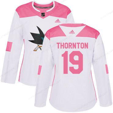 Adidas San Jose Sharks #19 Joe Thornton White Pink Authentic Fashion Women’s Stitched NHL Jersey