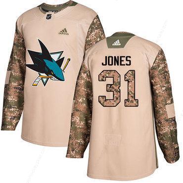 Adidas San Jose Sharks #31 Martin Jones Camo Authentic 2017 Veterans Day Stitched Youth NHL Jersey