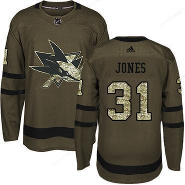 Adidas San Jose Sharks #31 Martin Jones Green Salute To Service Stitched Youth NHL Jersey