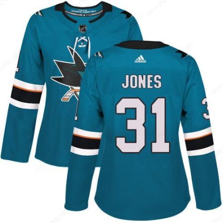 Adidas San Jose Sharks #31 Martin Jones Teal Home Authentic Women’s Stitched NHL Jersey