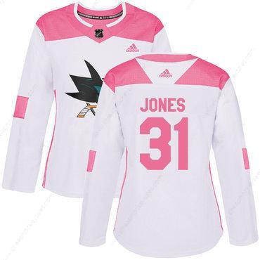 Adidas San Jose Sharks #31 Martin Jones White Pink Authentic Fashion Women’s Stitched NHL Jersey
