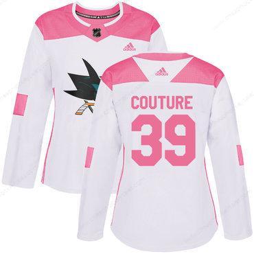 Adidas San Jose Sharks #39 Logan Couture White Pink Authentic Fashion Women’s Stitched NHL Jersey