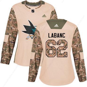 Adidas San Jose Sharks #62 Kevin Labanc Camo Authentic 2017 Veterans Day Women’s Stitched NHL Jersey