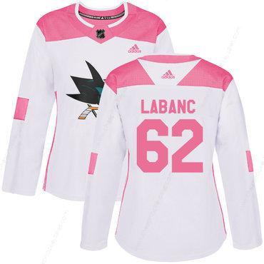 Adidas San Jose Sharks #62 Kevin Labanc White Pink Authentic Fashion Women’s Stitched NHL Jersey