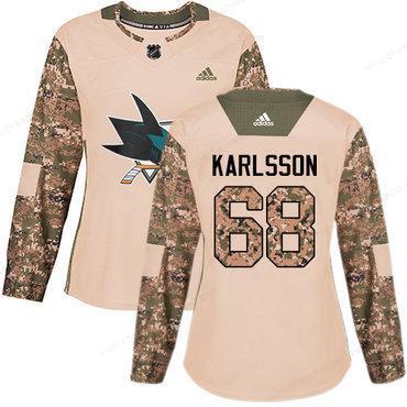 Adidas San Jose Sharks #68 Melker Karlsson Camo Authentic 2017 Veterans Day Women’s Stitched NHL Jersey