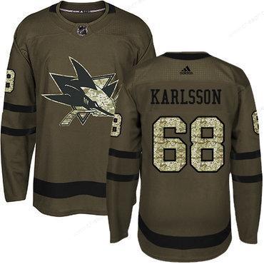 Adidas San Jose Sharks #68 Melker Karlsson Green Salute To Service Stitched Youth NHL Jersey