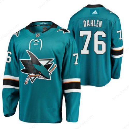 Adidas San Jose Sharks #76 Jonathan Dahlen Teal Home Authentic Stitched NHL Jersey