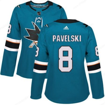 Adidas San Jose Sharks #8 Joe Pavelski Teal Home Authentic Women’s Stitched NHL Jersey