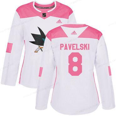 Adidas San Jose Sharks #8 Joe Pavelski White Pink Authentic Fashion Women’s Stitched NHL Jersey