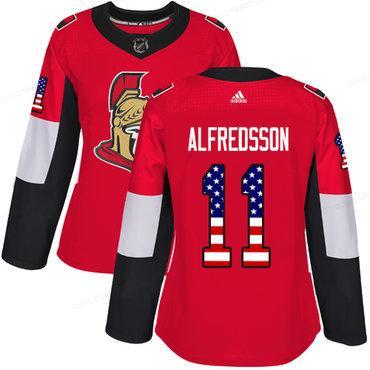 Adidas Senators #11 Daniel Alfredsson Red Home Authentic Usa Flag Women’s Stitched NHL Jersey