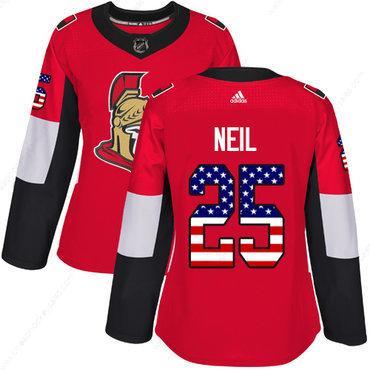 Adidas Senators #25 Chris Neil Red Home Authentic Usa Flag Women’s Stitched NHL Jersey