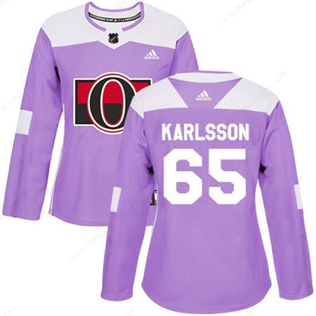 Adidas Senators #65 Erik Karlsson Purple Authentic Fights Cancer Women’s Stitched NHL Jersey