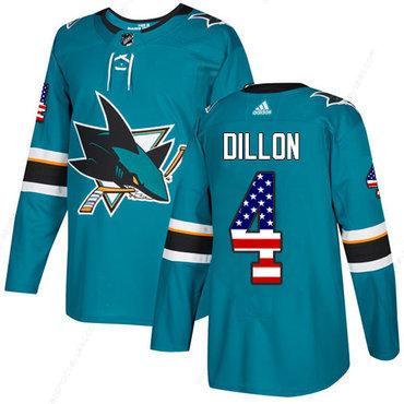 Adidas Sharks #4 Brenden Dillon Teal Home Authentic Usa Flag Stitched NHL Jersey