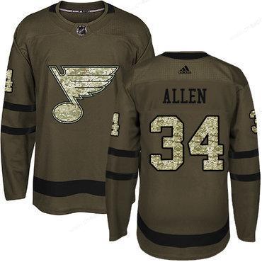 Adidas St. Louis Blues #34 Jake Allen Green Salute To Service Stitched Youth NHL Jersey