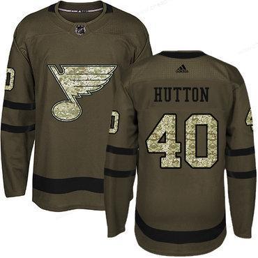 Adidas St. Louis Blues #40 Carter Hutton Green Salute To Service Stitched Youth NHL Jersey