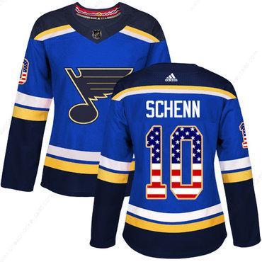 Adidas St.Louis Blues #10 Brayden Schenn Blue Home Authentic Usa Flag Women’s Stitched NHL Jersey