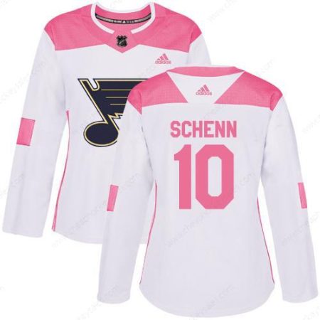 Adidas St.Louis Blues #10 Brayden Schenn White Pink Authentic Fashion Women’s Stitched NHL Jersey