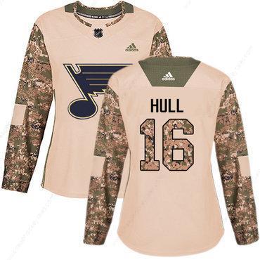 Adidas St.Louis Blues #16 Brett Hull Camo Authentic 2017 Veterans Day Women’s Stitched NHL Jersey