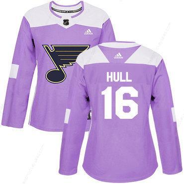 Adidas St.Louis Blues #16 Brett Hull Purple Authentic Fights Cancer Women’s Stitched NHL Jersey