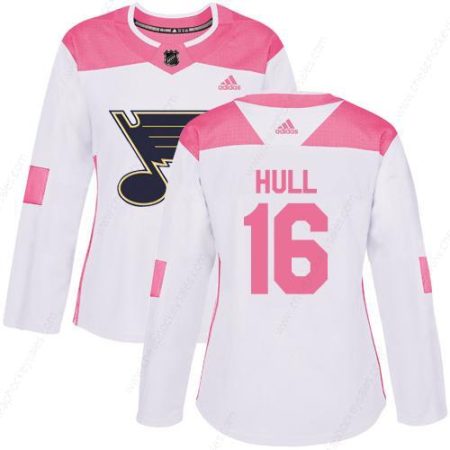 Adidas St.Louis Blues #16 Brett Hull White Pink Authentic Fashion Women’s Stitched NHL Jersey