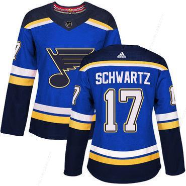 Adidas St.Louis Blues #17 Jaden Schwartz Blue Home Authentic Women’s Stitched NHL Jersey