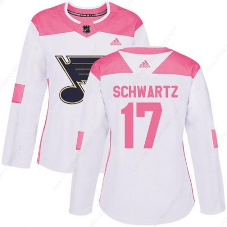 Adidas St.Louis Blues #17 Jaden Schwartz White Pink Authentic Fashion Women’s Stitched NHL Jersey