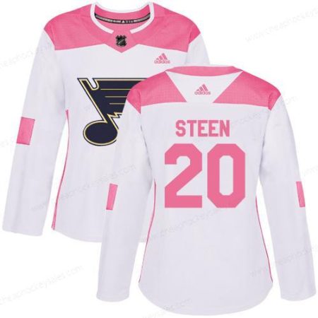 Adidas St.Louis Blues #20 Alexander Steen White Pink Authentic Fashion Women’s Stitched NHL Jersey