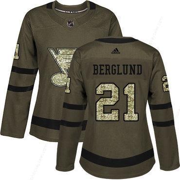 Adidas St.Louis Blues #21 Patrik Berglund Green Salute To Service Women’s Stitched NHL Jersey