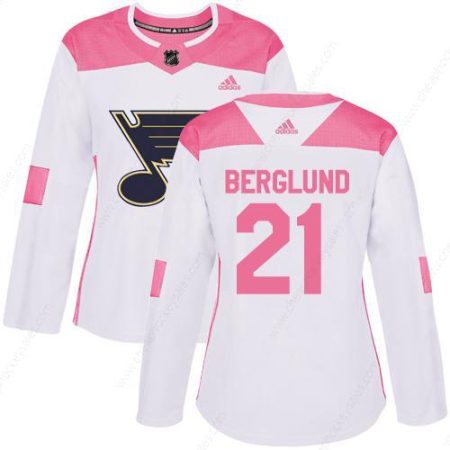 Adidas St.Louis Blues #21 Patrik Berglund White Pink Authentic Fashion Women’s Stitched NHL Jersey