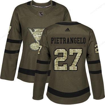 Adidas St.Louis Blues #27 Alex Pietrangelo Green Salute To Service Women’s Stitched NHL Jersey