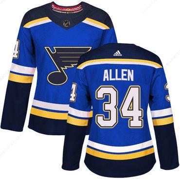 Adidas St.Louis Blues #34 Jake Allen Blue Home Authentic Women’s Stitched NHL Jersey