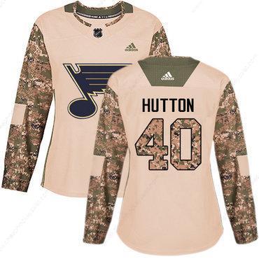 Adidas St.Louis Blues #40 Carter Hutton Camo Authentic 2017 Veterans Day Women’s Stitched NHL Jersey