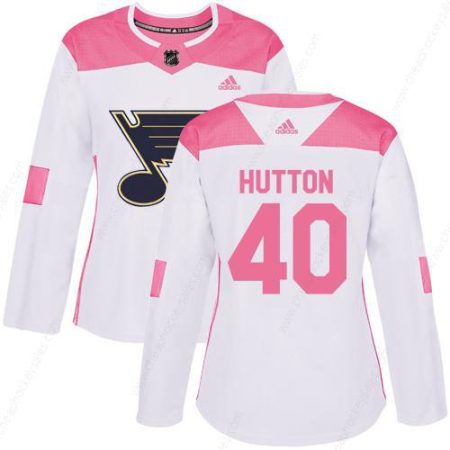 Adidas St.Louis Blues #40 Carter Hutton White Pink Authentic Fashion Women’s Stitched NHL Jersey