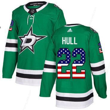 Adidas Stars #22 Brett Hull Green Home Authentic Usa Flag Stitched NHL Jersey