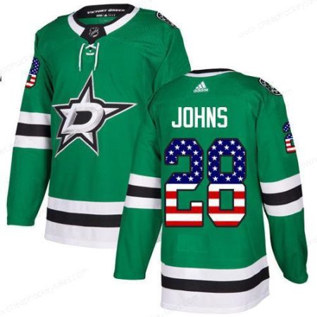 Adidas Stars #28 Stephen Johns Green Home Authentic Usa Flag Stitched NHL Jersey